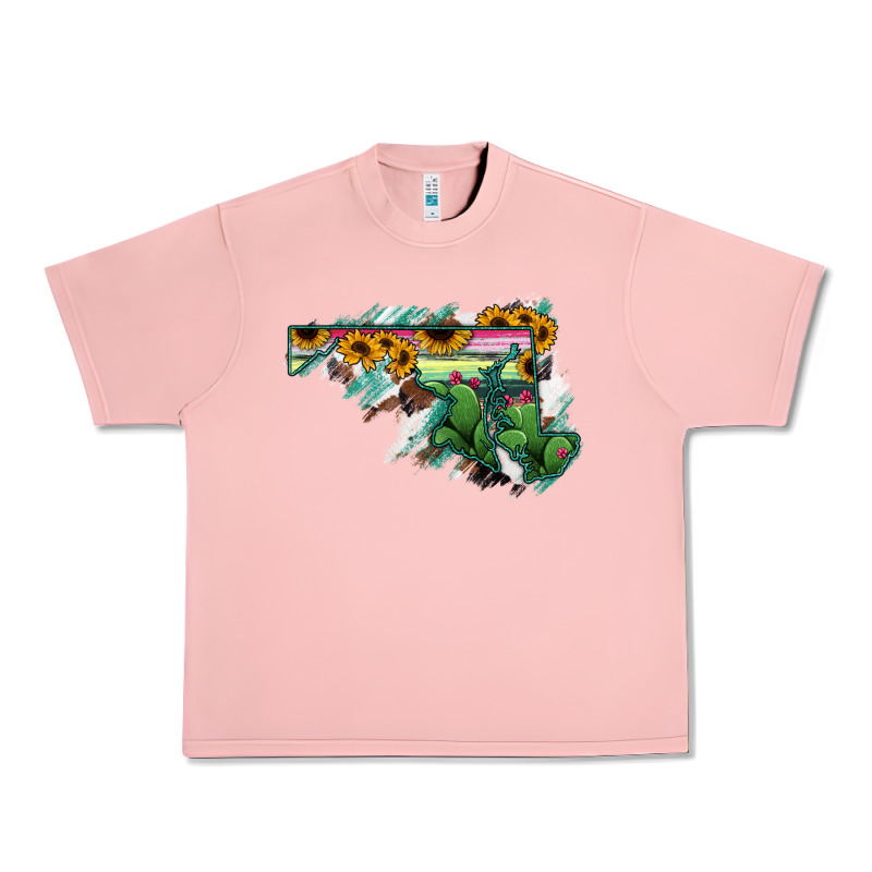 Maryland Map Sunflower Cactus Serape Urban Heavy Tee by RanaPortraitStore | Teevron