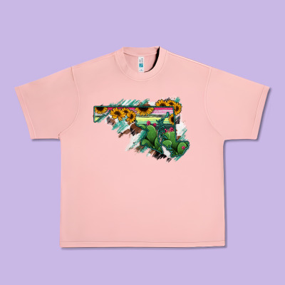 Maryland Map Sunflower Cactus Serape Urban Heavy Tee Designed By Ranaportraitstore