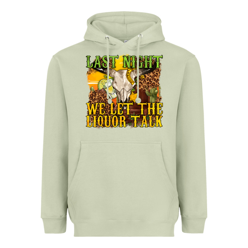 Last Night We Let The Liquor Talk Western Heavyweight Hoodie by texasbilliewilder | Teevron
