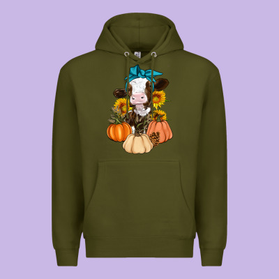Cow Fall Pumpkin Premium Hoodie Designed By Artiststas