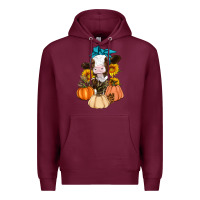 Burgundy Cow Fall Pumpkin Premium Hoodie - Artiststas