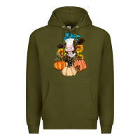 Army Green Cow Fall Pumpkin Premium Hoodie - Artiststas