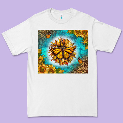 Monarch Butterfly Sunflower Premium Tee Designed By Lillyallendesigns