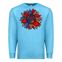 Ocean Blue American flag leopard sunflower Premium Sweatshirt - Zillion Design Studio