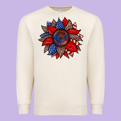 American Flag Leopard Sunflower Premium Sweatshirt Designed By Zillion Design Studio