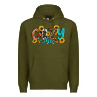 Army Green Cozy Vibes Fall Sunflowers Premium Hoodie - Artiststas