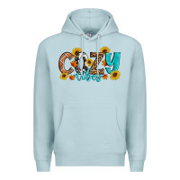 Blue Mist Cozy Vibes Fall Sunflowers Premium Hoodie - Artiststas