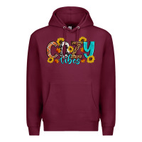 Burgundy Cozy Vibes Fall Sunflowers Premium Hoodie - Artiststas