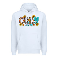 White Cozy Vibes Fall Sunflowers Premium Hoodie - Artiststas