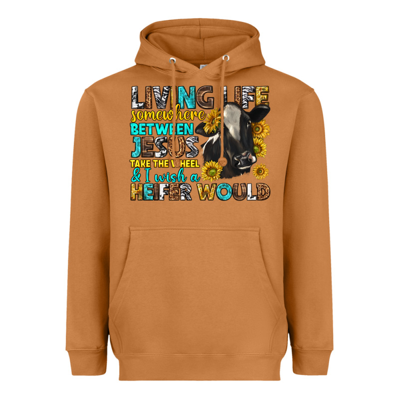 Living Life Somewhere Between Jesus Heavyweight Hoodie by texasbilliewilder | Teevron