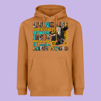 Living Life Somewhere Between Jesus Heavyweight Hoodie Designed By Texasbilliewilder