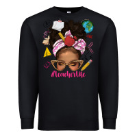 Black afro messy bun teacherlife Premium Sweatshirt - texasbilliewilder