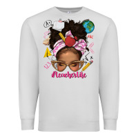 Dove Grey afro messy bun teacherlife Premium Sweatshirt - texasbilliewilder