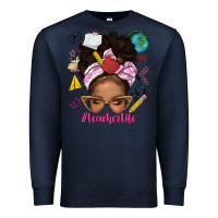 Navy afro messy bun teacherlife Premium Sweatshirt - texasbilliewilder