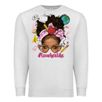Oatmeal Heather afro messy bun teacherlife Premium Sweatshirt - texasbilliewilder