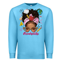 Ocean Blue afro messy bun teacherlife Premium Sweatshirt - texasbilliewilder