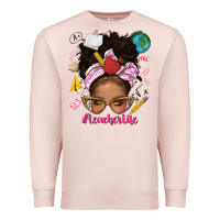 Pale Pink afro messy bun teacherlife Premium Sweatshirt - texasbilliewilder