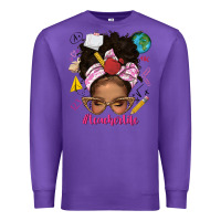 Purple afro messy bun teacherlife Premium Sweatshirt - texasbilliewilder