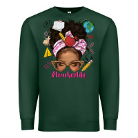 Sports Green afro messy bun teacherlife Premium Sweatshirt - texasbilliewilder