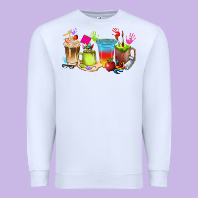 Art Teacher Coffee Cups Premium Sweatshirt Designed By Texasbilliewilder