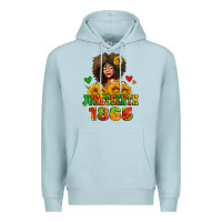 Blue Mist afro woman juneteenth 1865 Premium Hoodie - AdoDesignShop