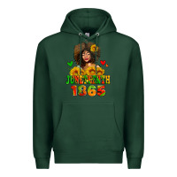 Sports Green afro woman juneteenth 1865 Premium Hoodie - AdoDesignShop
