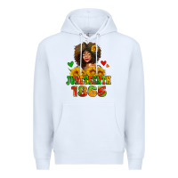 White afro woman juneteenth 1865 Premium Hoodie - AdoDesignShop
