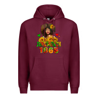 Burgundy afro woman juneteenth 1865 Premium Hoodie - AdoDesignShop