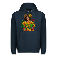 Navy afro woman juneteenth 1865 Premium Hoodie - AdoDesignShop