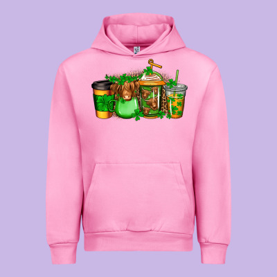 Longhaired Cow St Patricks Coffee Urban Hoodie Designed By Jasminsmagicworld