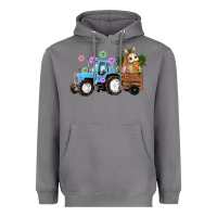 Storm Happy Easter Tractor with Bunny Flowers and Carrot Heavyweight Hoodie - RanaPortraitStore