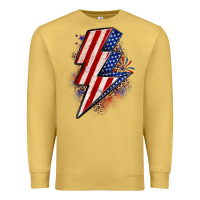 Antique Gold leopard american flag lightning bolt Premium Sweatshirt - Zillion Design Studio
