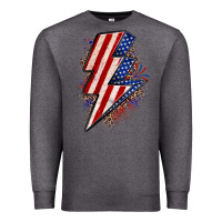 Charcoal Heather leopard american flag lightning bolt Premium Sweatshirt - Zillion Design Studio