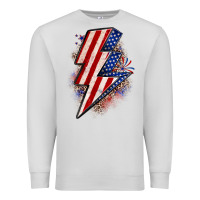Dove Grey leopard american flag lightning bolt Premium Sweatshirt - Zillion Design Studio