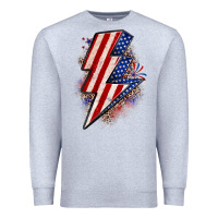 Heather Grey leopard american flag lightning bolt Premium Sweatshirt - Zillion Design Studio