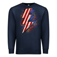 Navy leopard american flag lightning bolt Premium Sweatshirt - Zillion Design Studio