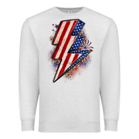 Oatmeal Heather leopard american flag lightning bolt Premium Sweatshirt - Zillion Design Studio