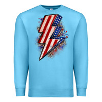 Ocean Blue leopard american flag lightning bolt Premium Sweatshirt - Zillion Design Studio