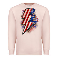 Pale Pink leopard american flag lightning bolt Premium Sweatshirt - Zillion Design Studio