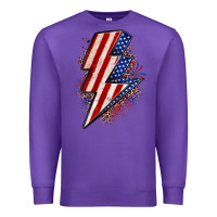 Purple leopard american flag lightning bolt Premium Sweatshirt - Zillion Design Studio