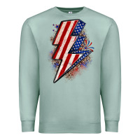 Seafoam leopard american flag lightning bolt Premium Sweatshirt - Zillion Design Studio