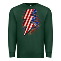 Sports Green leopard american flag lightning bolt Premium Sweatshirt - Zillion Design Studio