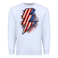 White leopard american flag lightning bolt Premium Sweatshirt - Zillion Design Studio