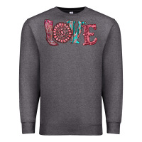 Charcoal Heather valentine's day love with boots and gemstone Premium Sweatshirt - RanaPortraitStore