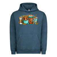 Pigment Midnight Navy longhaired cow coffee cups Urban Hoodie - Jasminsmagicworld