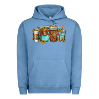 Pigment Pebble Blue longhaired cow coffee cups Urban Hoodie - Jasminsmagicworld