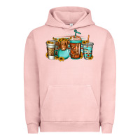 Pigment Salmon longhaired cow coffee cups Urban Hoodie - Jasminsmagicworld