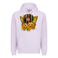 Lilac butterfly afro woman juneteenth Premium Hoodie - AdoDesignShop