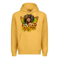 Mustard butterfly afro woman juneteenth Premium Hoodie - AdoDesignShop