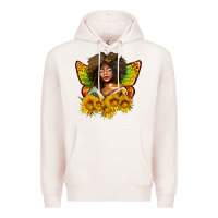 Pale Pink butterfly afro woman juneteenth Premium Hoodie - AdoDesignShop